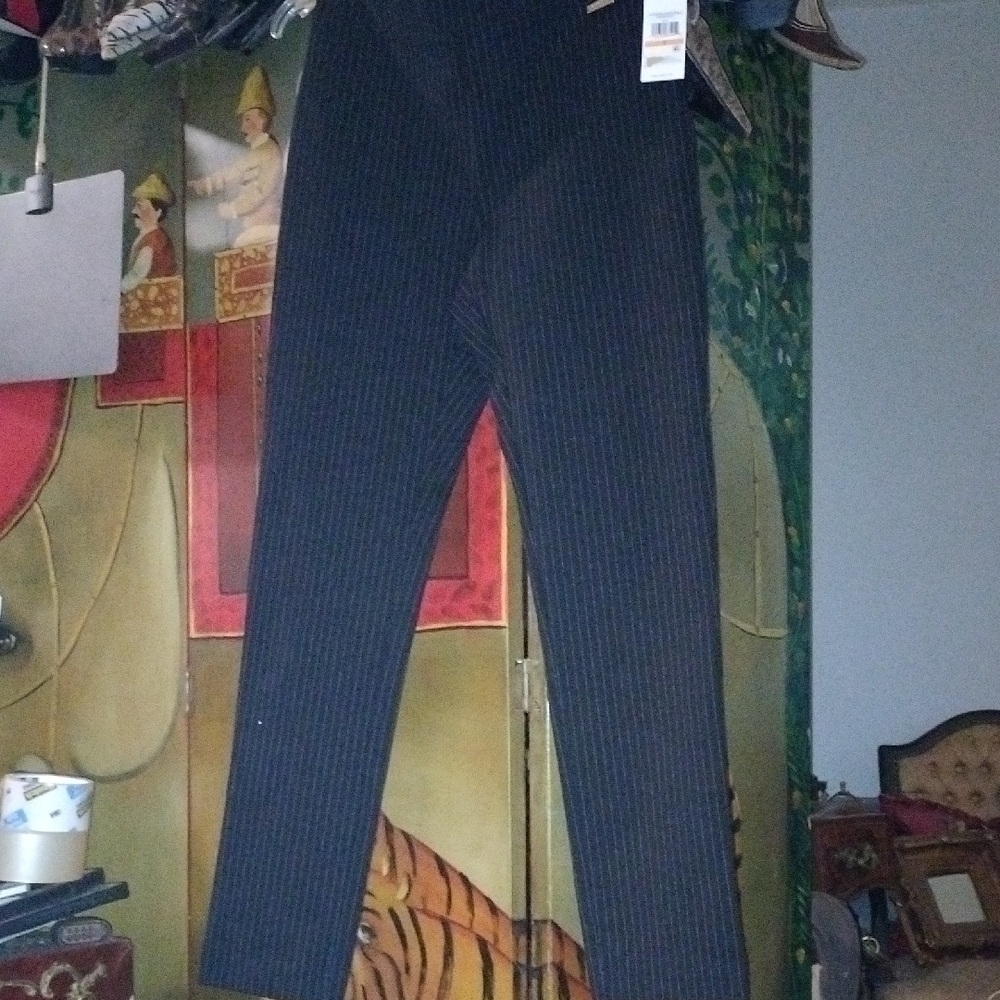Calvin Klein Black Pinstripe Straight Leg Pants NWT